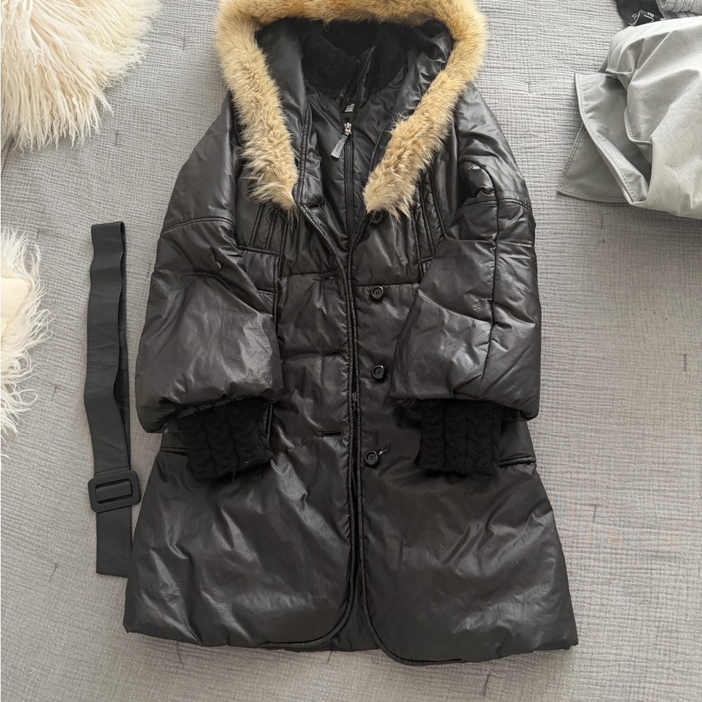 Mackage Black Puffer Coat with Fur Trim